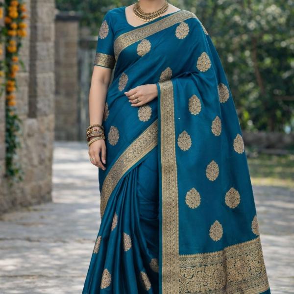 Women's Banarasi Silk Work Saree With Unstiched Blouse Piece