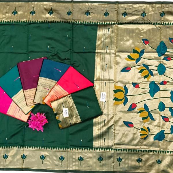 women Lotus Paithani Style Saree(Single piece)