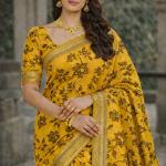 Georgette Printed Sarees for Women with Blouse Piece