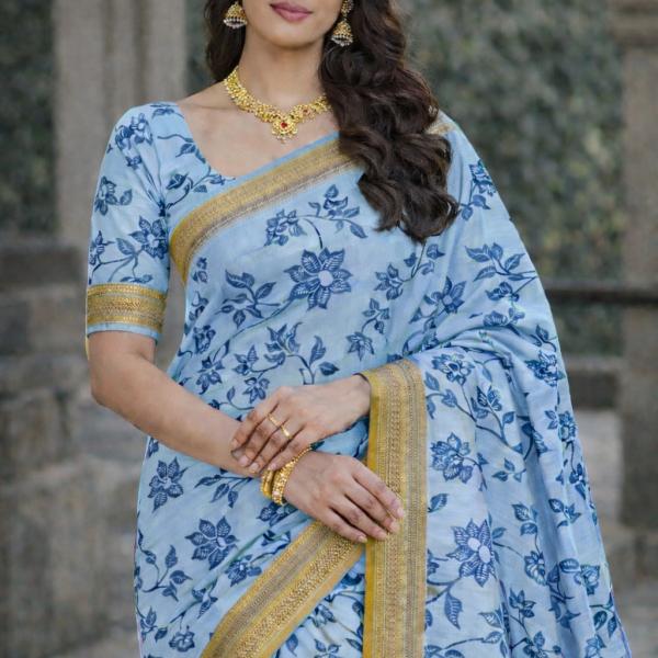 Georgette Printed Sarees for Women with Blouse Piece