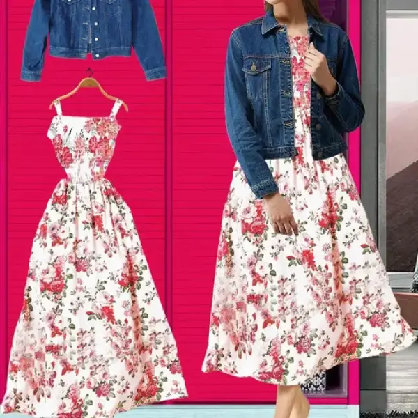 Dress With Jacket Women/Girls 100% Premium Quality Material Women Stylish Jacket With Dress COMBO (PACK OF 2) Urbane Latest Women Dresses With Jacket.