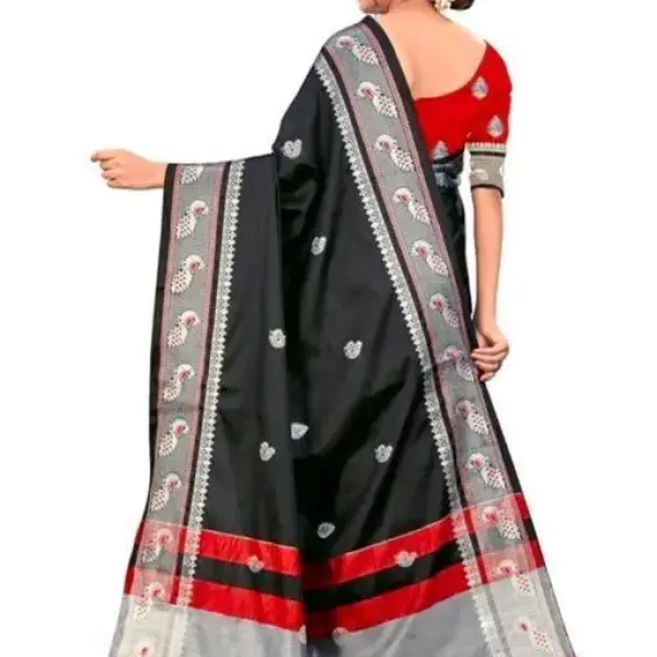 Ikat Silk Black Saree