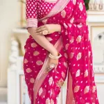  Jacquard Gold Zari Woven Litchi Silk Traditional Soft Banarasi Saree