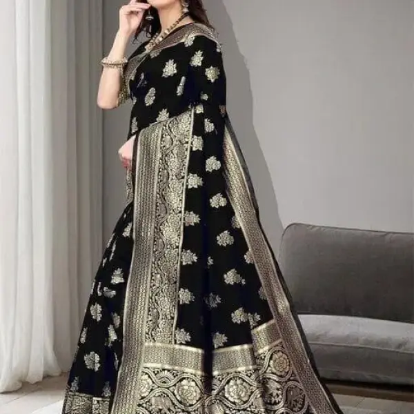  Trendy Jacquard Woven Litchi Silk Banarasi Saree