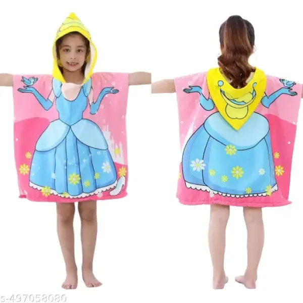 Poncho Towel for Kids, Beach Towel with Hoodie, 60x60cm Travel Towel for 1-7 Years Girls and Boys, Soft Microfiber Sleeved Poncho (Dream Princes)