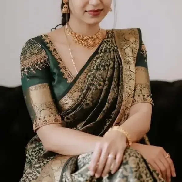  Golden Accented Green Saree