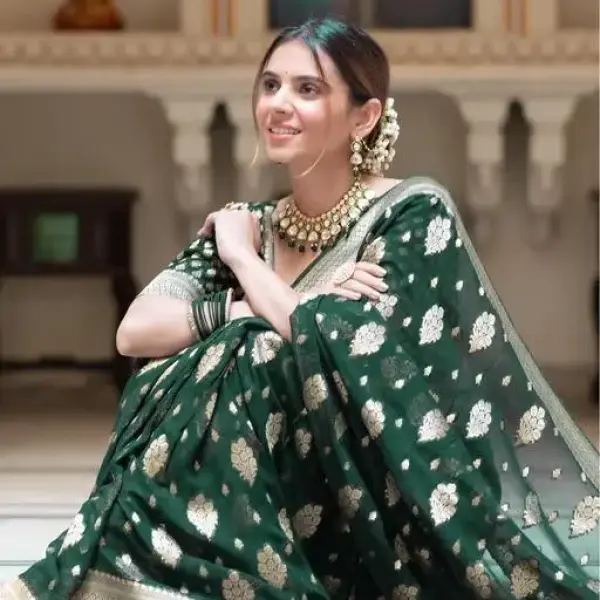  Woven BanarasiSilk Jacquard Saree