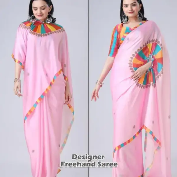 Women's satin silk Digital print saree