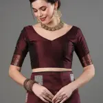 Women's Copper & Silver Zari Weaving Banarasi Soft Silk Beautiful Ethinic Wear Saree