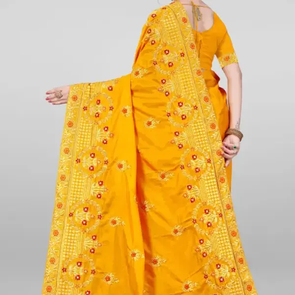 Embroidered Bollywood Art Silk Saree