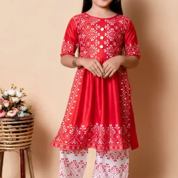 Girls plazo & Dresses Red