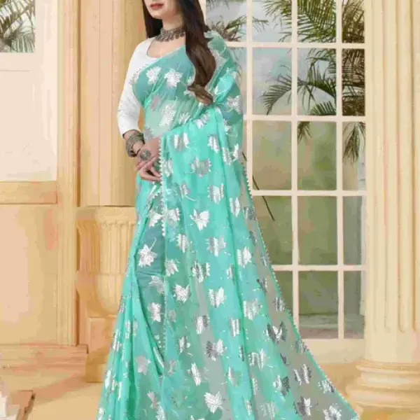 Silver Foil Embellished Saree