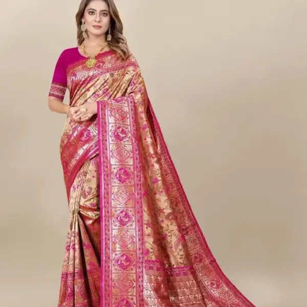 Gazal Fashions Multi Coloured Banarasi Silk Saree
