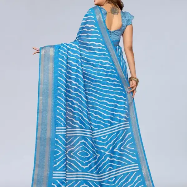  Women's Cotton Silk Lehriya Pattern Saree
