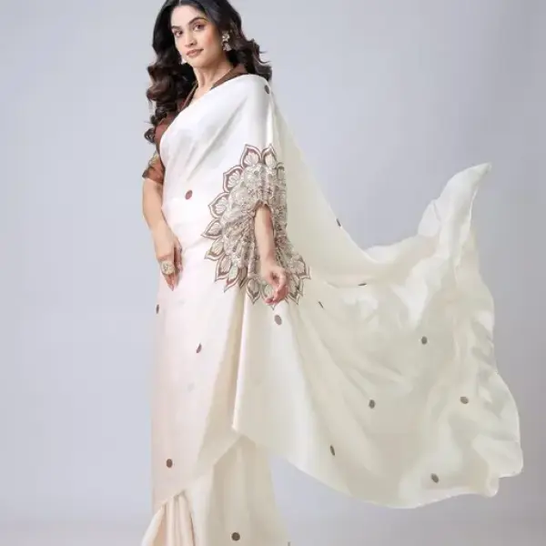 Women's satin silk Digital print saree