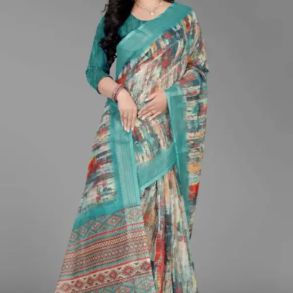 Premium Linen Cotton Stylish Saree