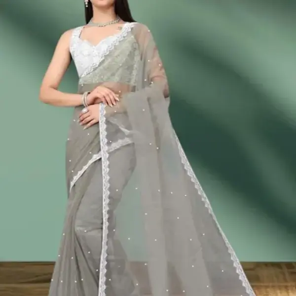  SUPERNET BEADS AND STONE SAREE