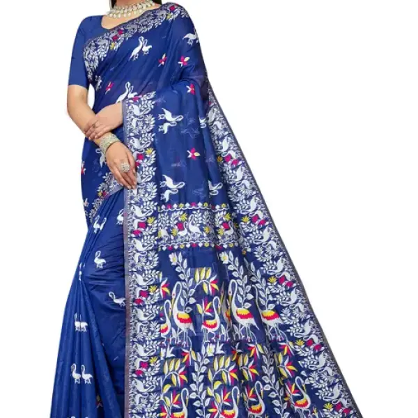  BROYAAR SHOP Jamdani Designer Cotton Blend Silk Saree
