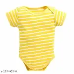 100% Cotton Baby Bodysuit Short Sleeve Half Romper Pack of 3 Soft & Comfortable for Kids Yellow