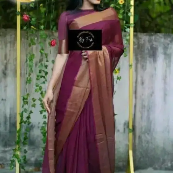  Two-Tone Chiffon Maroon Lace border Saree