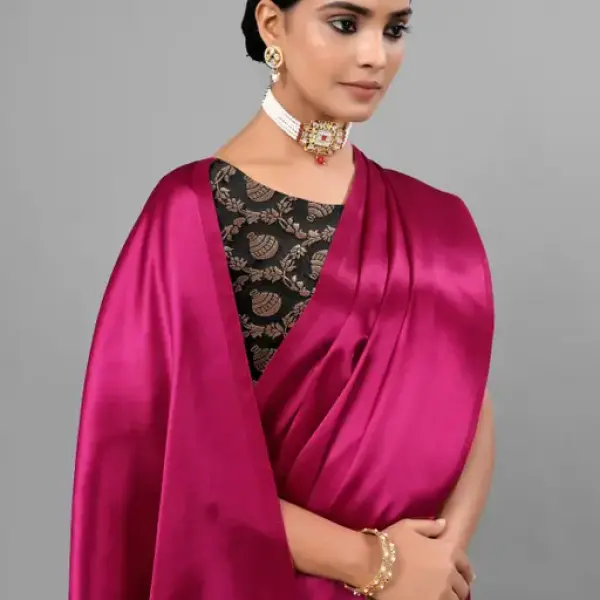 Sana silk satin purple saree with Blouse