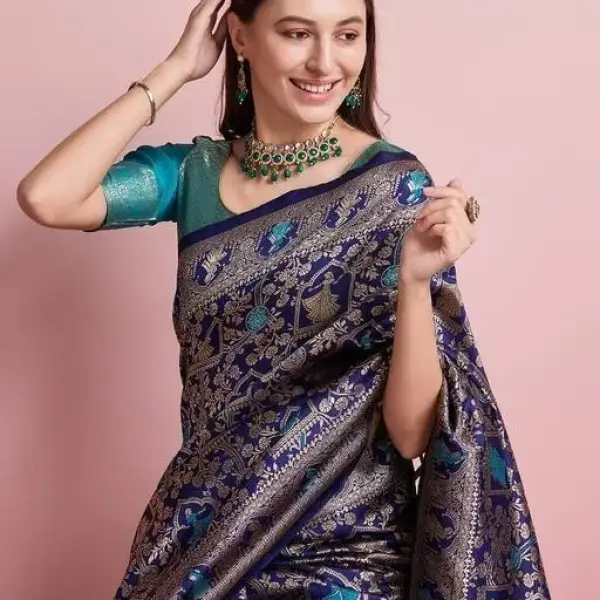  Seagreen Rich Banarasi Saree