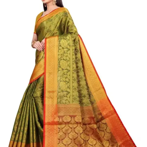  Banarasi Banarasi Silk Green Jacquard Saree