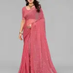 SHIMMER SAREE WITH MIRROR AND DIMOND HAND WORK