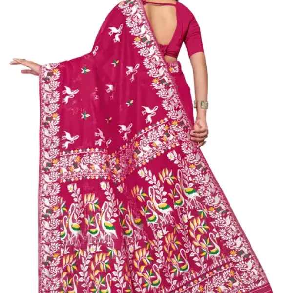  BROYAAR SHOP Jamdani Designer Cotton Blend Silk Saree