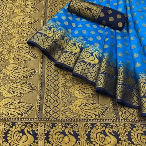   Silk Aqua Blue Jacquard Saree