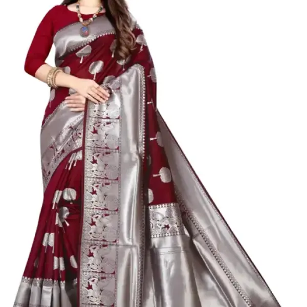   Kanjivaram Woven Jacquard Silk Saree